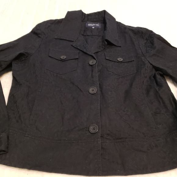 Jones New York Black Cotton Stretch Jacket - Picture 2 of 14